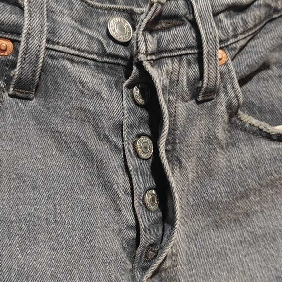 Levi's Premium 501 S Dark Wash Size 27 Skinny Jeans Fly Button Distressed - Picture 6 of 13